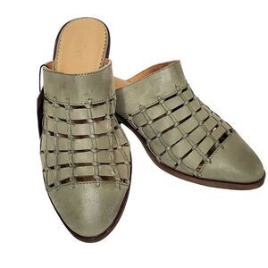 NEW Crevo Lavender Woven Leather Mule 7 Sage Green Slip On 2" Heels